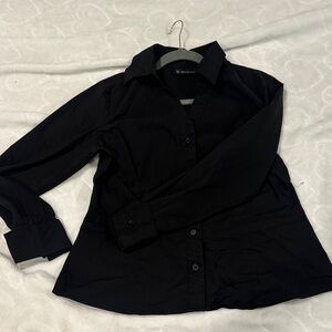 INC International Concepts Black Button-Up Shirt